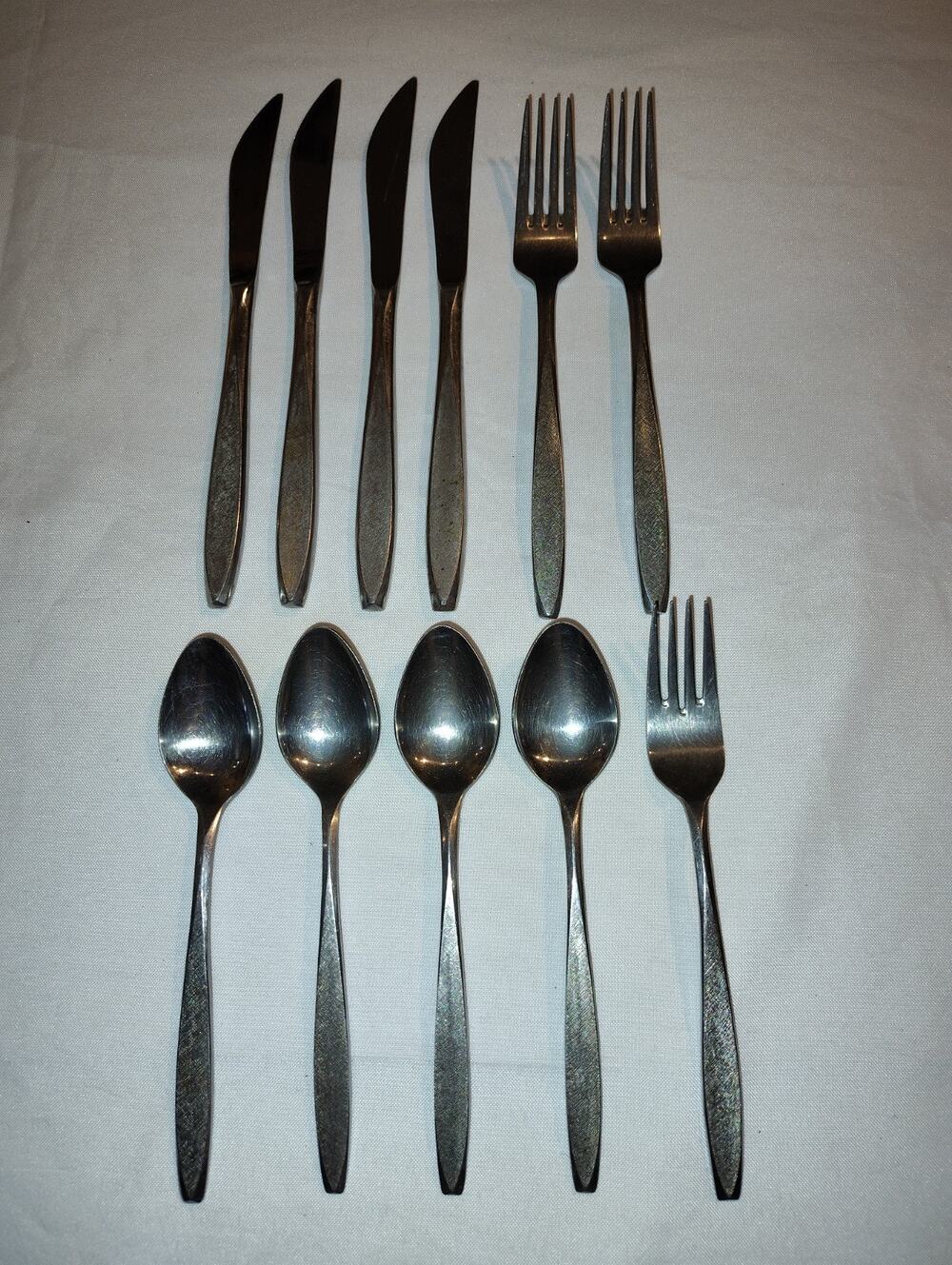 11pc Ekco Eterna CORSAIR Japan Stainless Flatware Set Mid Century Modern MCM